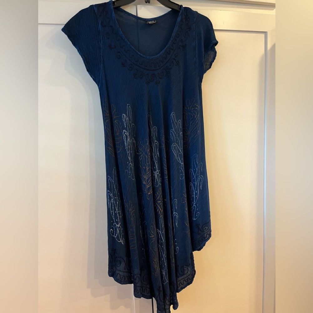 Feminine and Flowing Navy Embroidered Boutique Dress